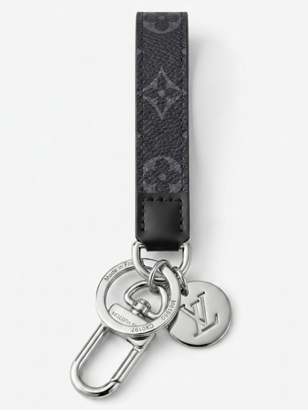 Monogram Key Chain w/Charm w/Box BLACK/GRAY